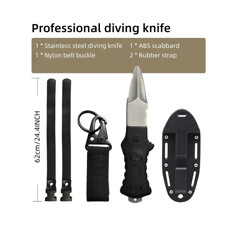 Dive Knife Titanium - Outdoor-Wasserrettungsmesser Speerfischen Tauchmesser Edelstahl-Tauchwerkzeug Seilschneider